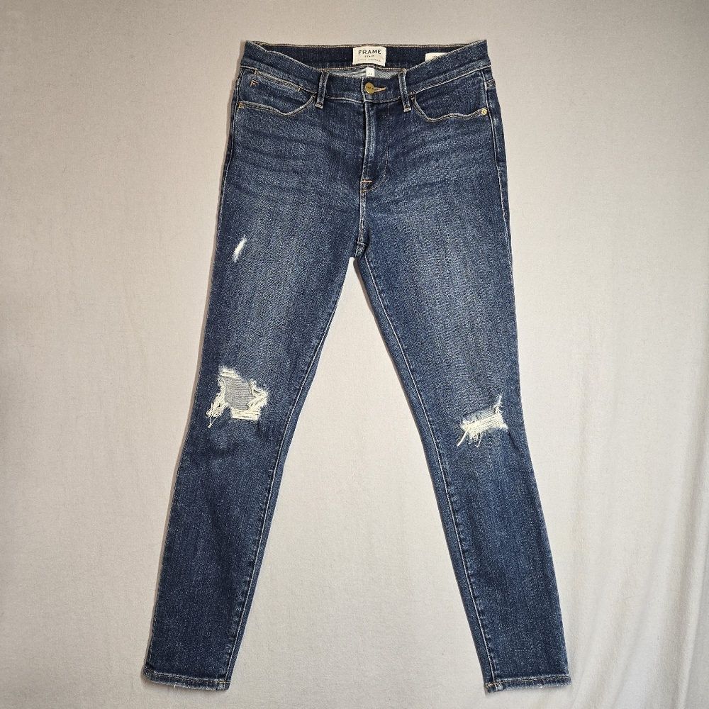 Frame Denim Le High Skinny Jeans Distressed Women's Size 29 Ankle Crop